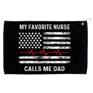 My Favorite Nurse Calls Me Dad American Flag Nurse Grommeted Golf Towel