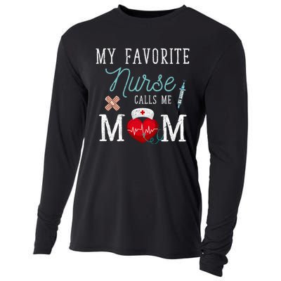 My Favorite Nurse Calls Me Mom Stethoscope Mother Nurse Cooling Performance Long Sleeve Crew