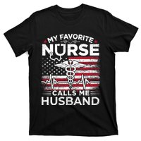 My Favorite Nurse Calls Me Husband Usa Flag Husband T-Shirt