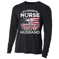 My Favorite Nurse Calls Me Husband Usa Flag Husband Cooling Performance Long Sleeve Crew