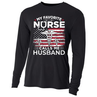 My Favorite Nurse Calls Me Husband Usa Flag Husband Cooling Performance Long Sleeve Crew