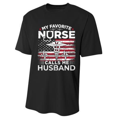 My Favorite Nurse Calls Me Husband Usa Flag Husband Performance Sprint T-Shirt