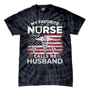 My Favorite Nurse Calls Me Husband Usa Flag Husband Tie-Dye T-Shirt