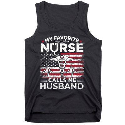 My Favorite Nurse Calls Me Husband Usa Flag Husband Tank Top