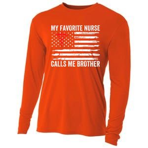 My Favorite Nurse Calls Me Brother American Flag Nurse Sis Gift Cooling Performance Long Sleeve Crew