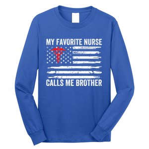 My Favorite Nurse Calls Me Brother American Flag Nurse Sis Gift Long Sleeve Shirt