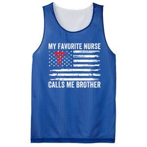 My Favorite Nurse Calls Me Brother American Flag Nurse Sis Gift Mesh Reversible Basketball Jersey Tank