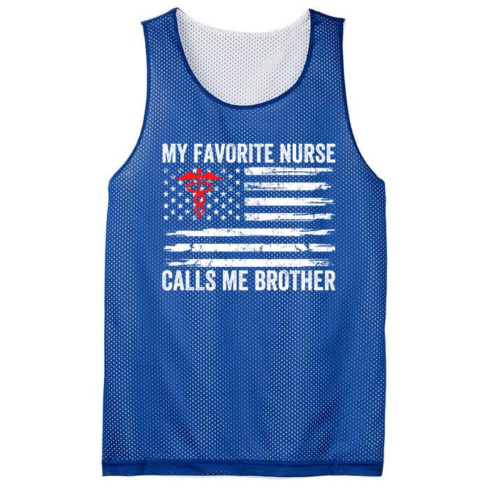 My Favorite Nurse Calls Me Brother American Flag Nurse Sis Gift Mesh Reversible Basketball Jersey Tank