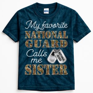 My Favorite National Guard Calls Me Sister Proud Army Sister Kids Tie-Dye T-Shirt