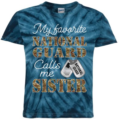 My Favorite National Guard Calls Me Sister Proud Army Sister Kids Tie-Dye T-Shirt