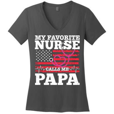 My Favorite Nurse Calls Me Papa Women's V-Neck T-Shirt