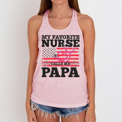 My Favorite Nurse Calls Me Papa Women's Knotted Racerback Tank