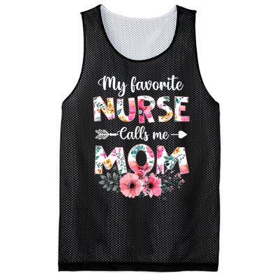 My Favorite Nurse Calls Me Mom Nursing Mom Floral Mothers Day Mesh Reversible Basketball Jersey Tank