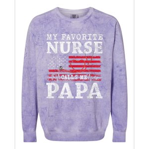 My Favorite Nurse Calls Me Papa Fathers Day Usa Flag Colorblast Crewneck Sweatshirt