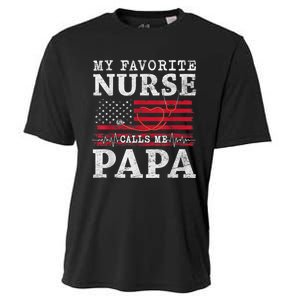 My Favorite Nurse Calls Me Papa Fathers Day Usa Flag Cooling Performance Crew T-Shirt