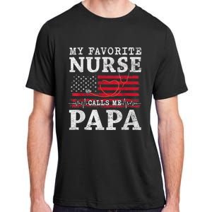 My Favorite Nurse Calls Me Papa Fathers Day Usa Flag Adult ChromaSoft Performance T-Shirt