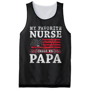 My Favorite Nurse Calls Me Papa Fathers Day Usa Flag Mesh Reversible Basketball Jersey Tank