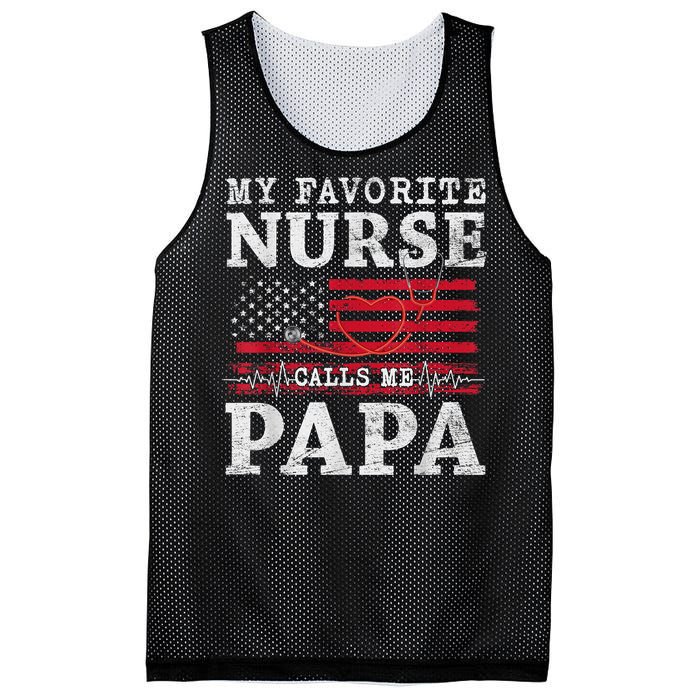 My Favorite Nurse Calls Me Papa Fathers Day Usa Flag Mesh Reversible Basketball Jersey Tank