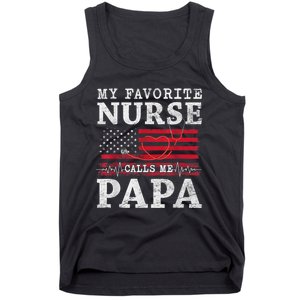 My Favorite Nurse Calls Me Papa Fathers Day Usa Flag Tank Top