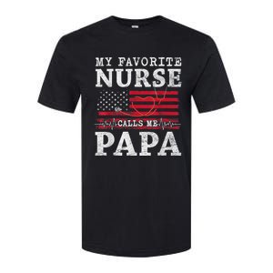 My Favorite Nurse Calls Me Papa Fathers Day Usa Flag Softstyle CVC T-Shirt