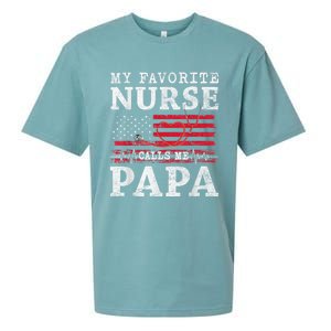 My Favorite Nurse Calls Me Papa Fathers Day Usa Flag Sueded Cloud Jersey T-Shirt