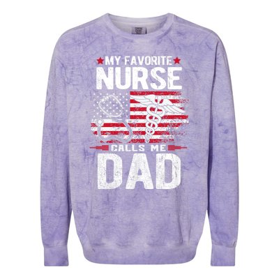 My Favorite Nurse Calls Me Dad Fathers Day Colorblast Crewneck Sweatshirt