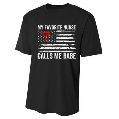 My Favorite Nurse Calls Me Babe American Flag For Boyfriend Performance Sprint T-Shirt