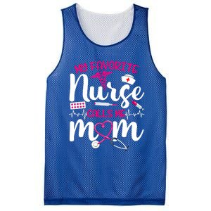 My Favorite Nurse Calls Me Mom Flowers Cute Mother Day Gift Mesh Reversible Basketball Jersey Tank