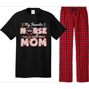 My Favorite Nurse Calls Me Mom Mothers Day Scrub Top Gift Pajama Set