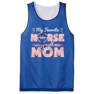 My Favorite Nurse Calls Me Mom Mothers Day Scrub Top Gift Mesh Reversible Basketball Jersey Tank