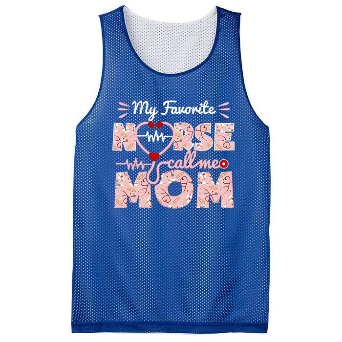 My Favorite Nurse Calls Me Mom Mothers Day Scrub Top Gift Mesh Reversible Basketball Jersey Tank