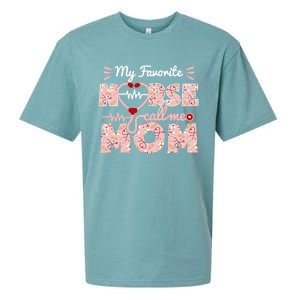 My Favorite Nurse Calls Me Mom Mothers Day Scrub Top Gift Sueded Cloud Jersey T-Shirt