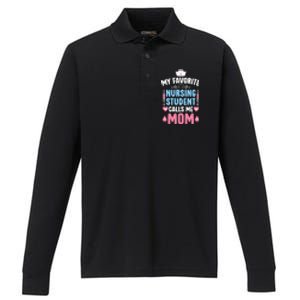 My Favorite Nursing Student Mom Future Nurse Mom Gift Performance Long Sleeve Polo