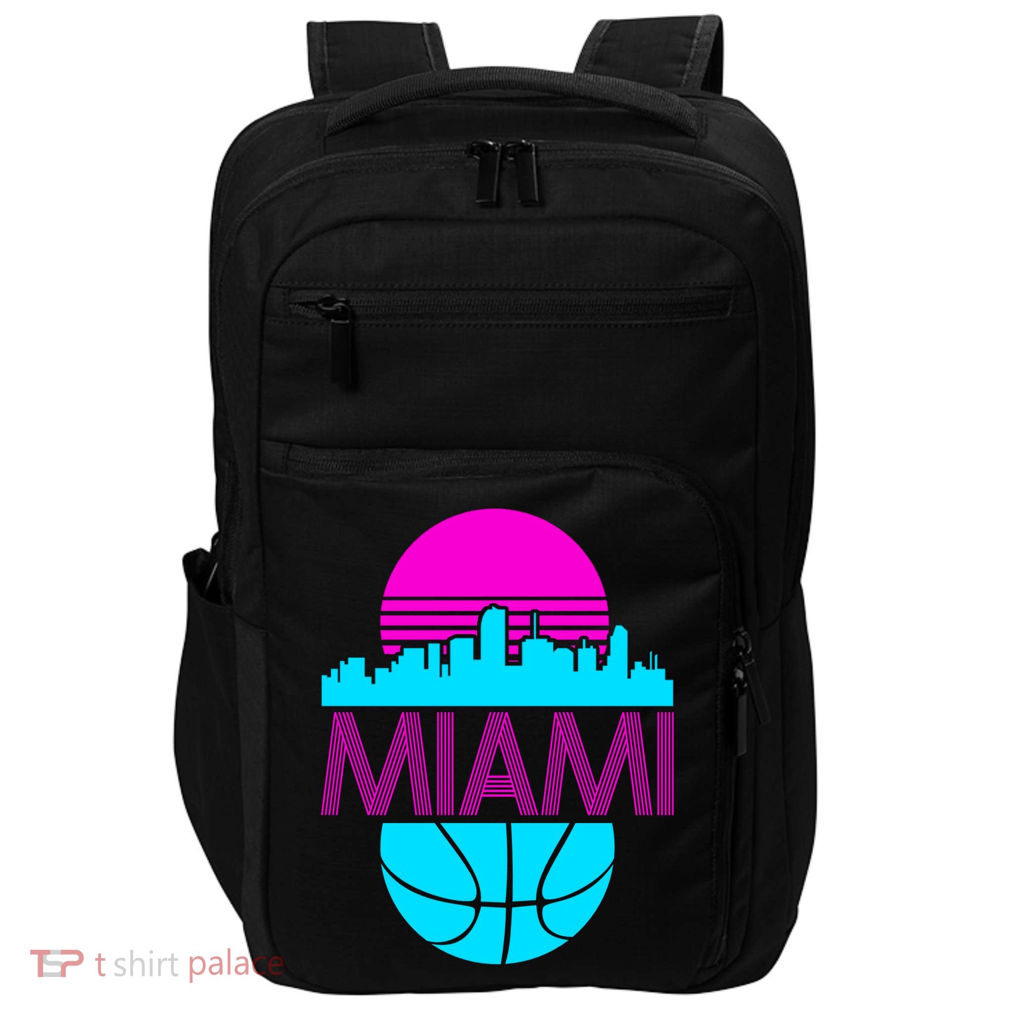 Miami Florida Neon Retro Logo Impact Tech Backpack