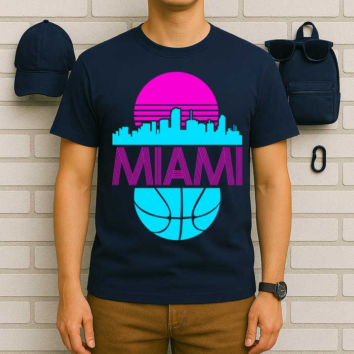 Miami Florida Neon Retro Logo T-Shirt