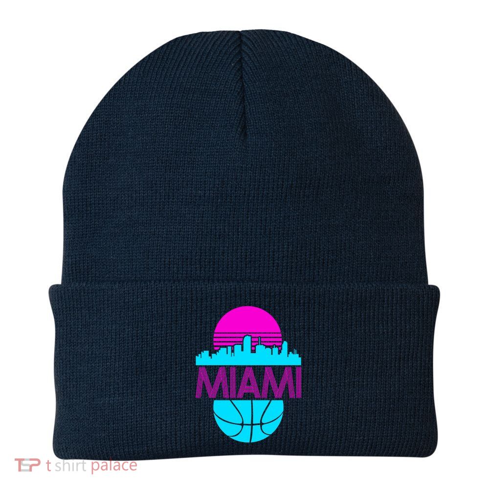 Miami Florida Neon Retro Logo Beanie