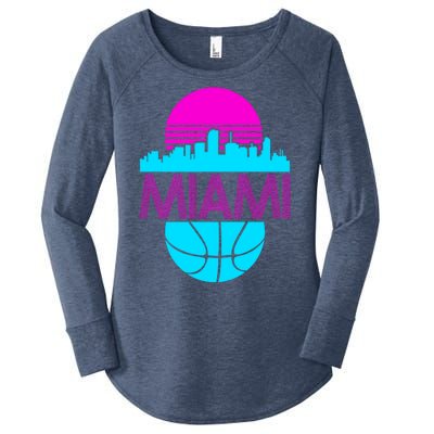 Miami Florida Neon Retro Logo Women's Perfect Tri Tunic Long Sleeve Shirt