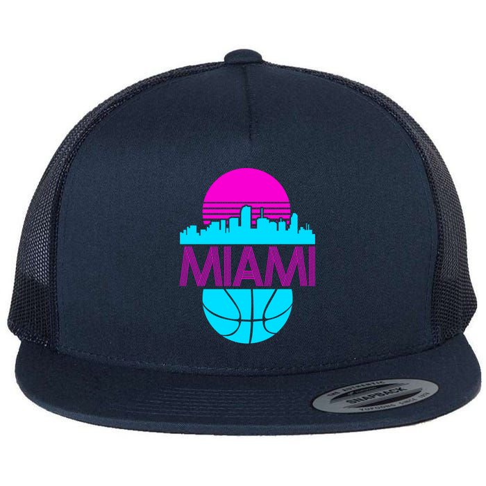 Miami Florida Neon Retro Logo Flatbill Hat
