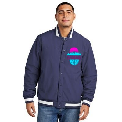 Miami Florida Neon Retro Logo Insulated Varsity Jacket