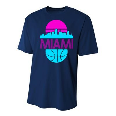 Miami Florida Neon Retro Logo Youth Performance Sprint T-Shirt