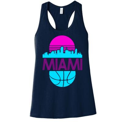 Miami Florida Neon Retro Logo Women's Racerback Tank