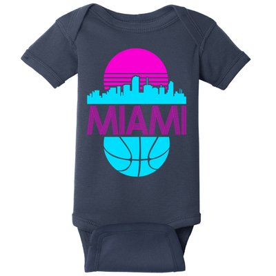 Miami Florida Neon Retro Logo Baby Bodysuit