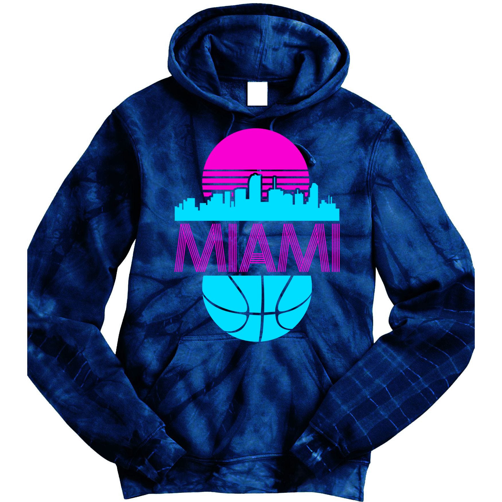 Miami Florida Neon Retro Logo Tie Dye Hoodie