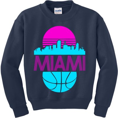 Miami Florida Neon Retro Logo Kids Sweatshirt