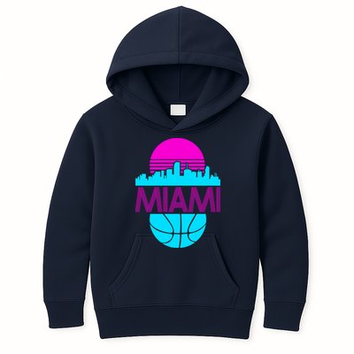 Miami Florida Neon Retro Logo Kids Hoodie