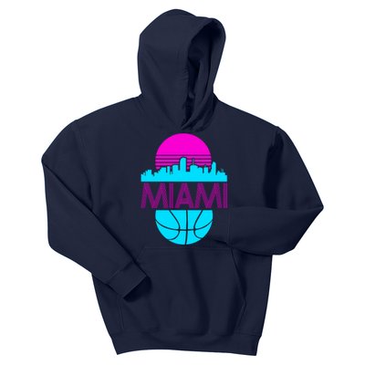 Miami Florida Neon Retro Logo Kids Hoodie