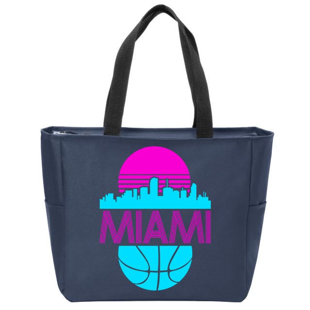 Miami Florida Neon Retro Logo Zip Tote Bag