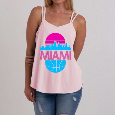 Miami Florida Neon Retro Logo Women's Strappy Tank