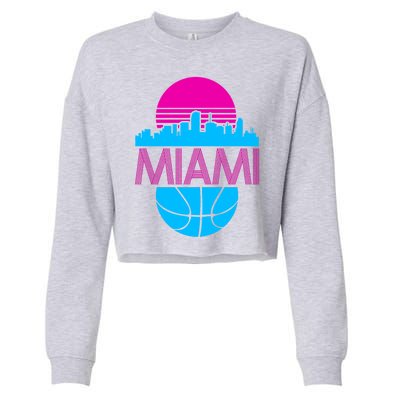 Miami Florida Neon Retro Logo Cropped Pullover Crew