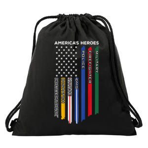 Military Firefighter Nurse BACK Responders Police Drawstring Bag